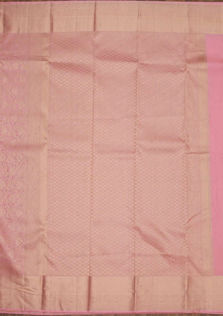 Baby Pink Zariwork Pure Silk Saree