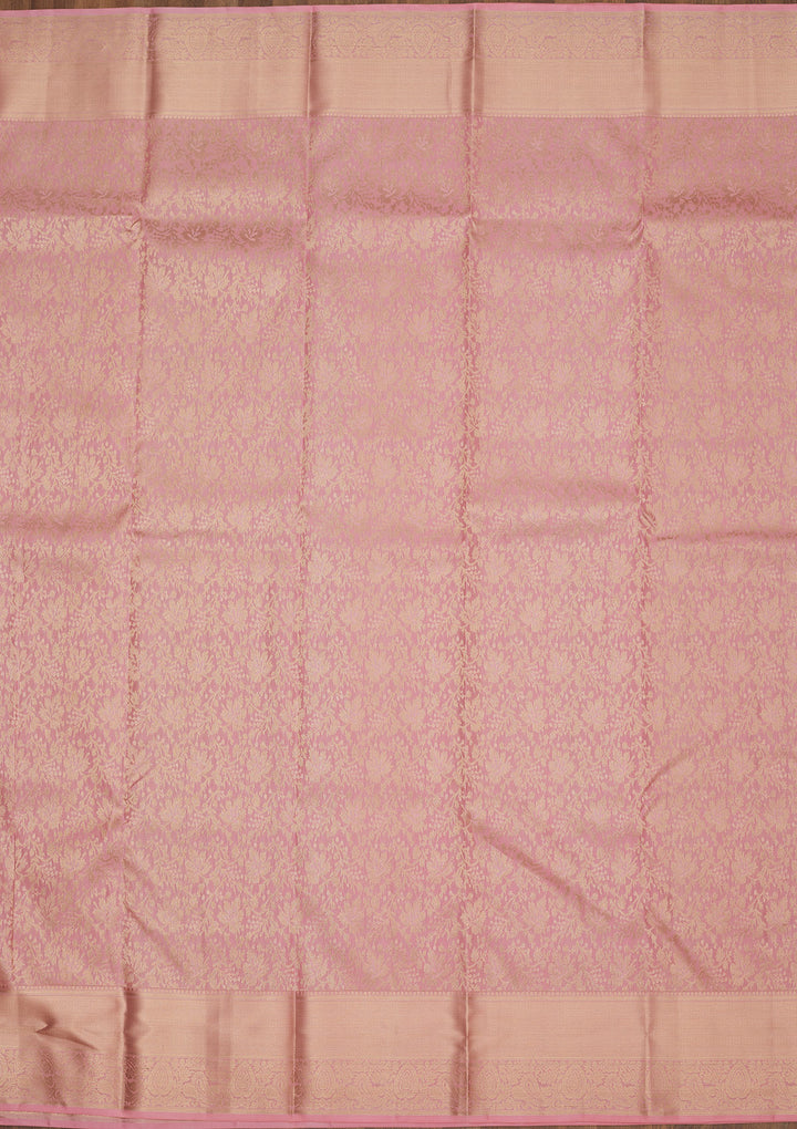 Baby Pink Zariwork Pure Silk Saree