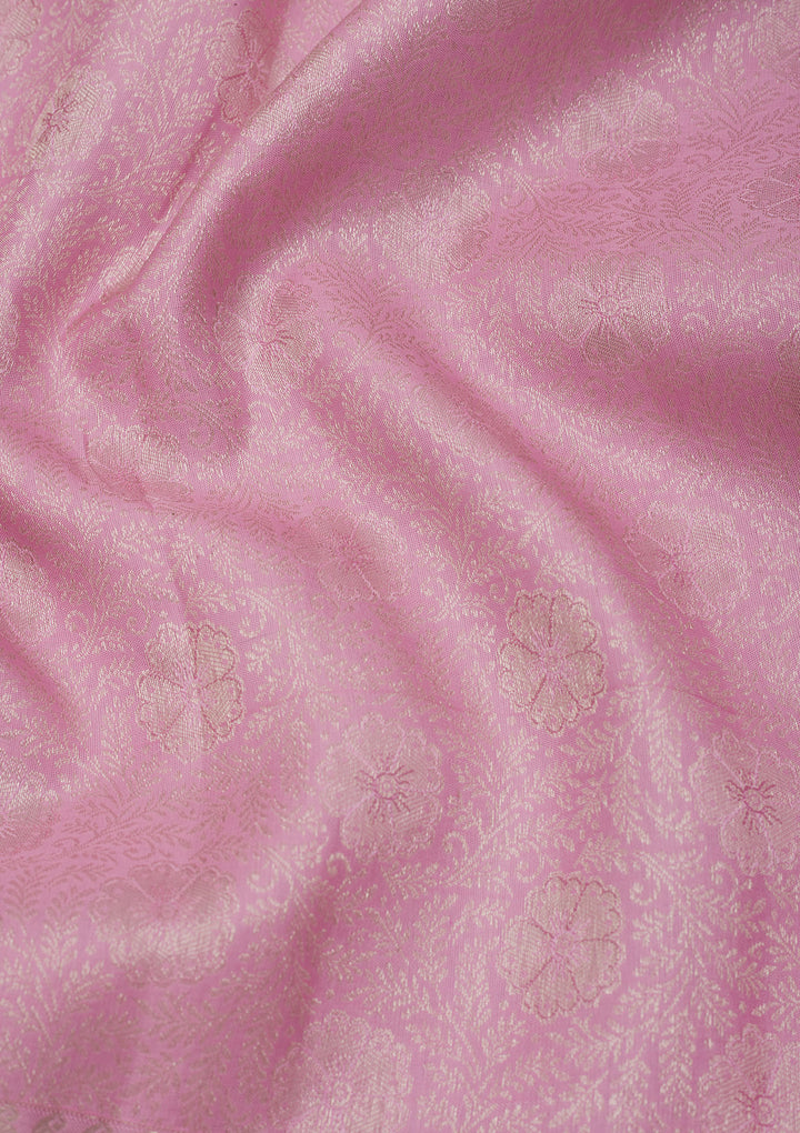 Baby Pink Zariwork Pure Silk Saree