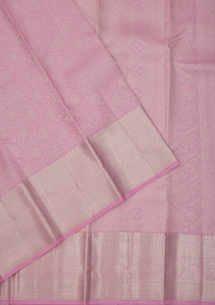Baby Pink Zariwork Pure Silk Saree