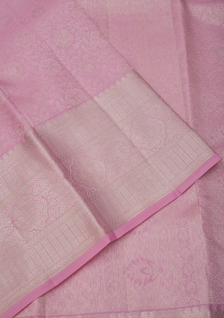 Baby Pink Zariwork Pure Silk Saree