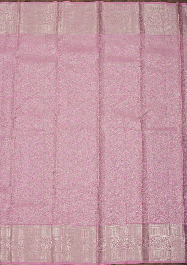 Baby Pink Zariwork Pure Silk Saree