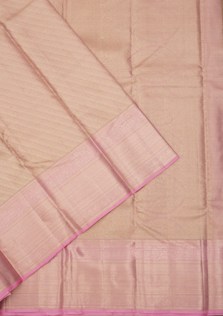 Baby Pink Zariwork Pure Silk Saree