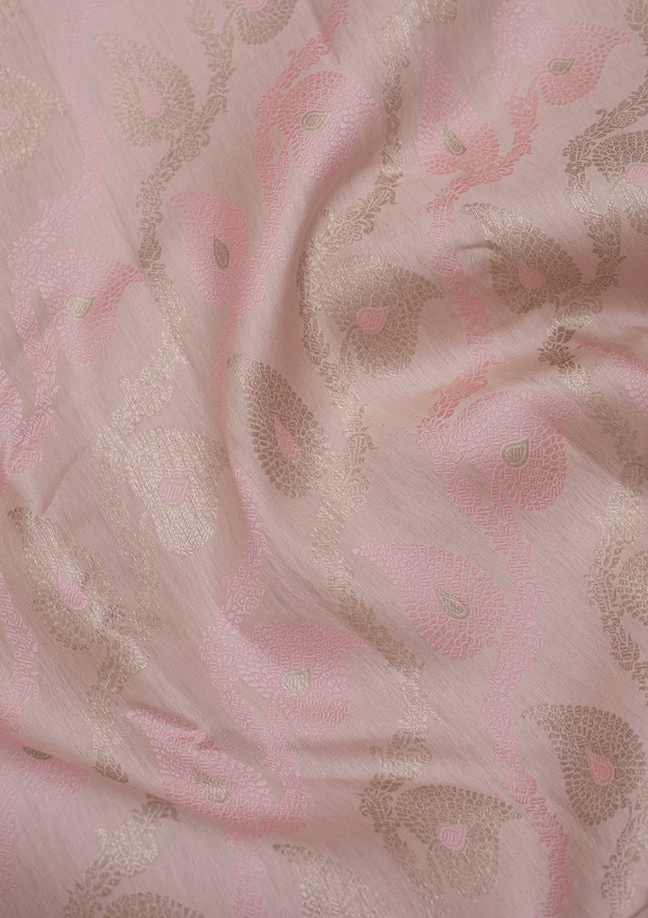 Baby Pink Zariwork Pure Silk Saree
