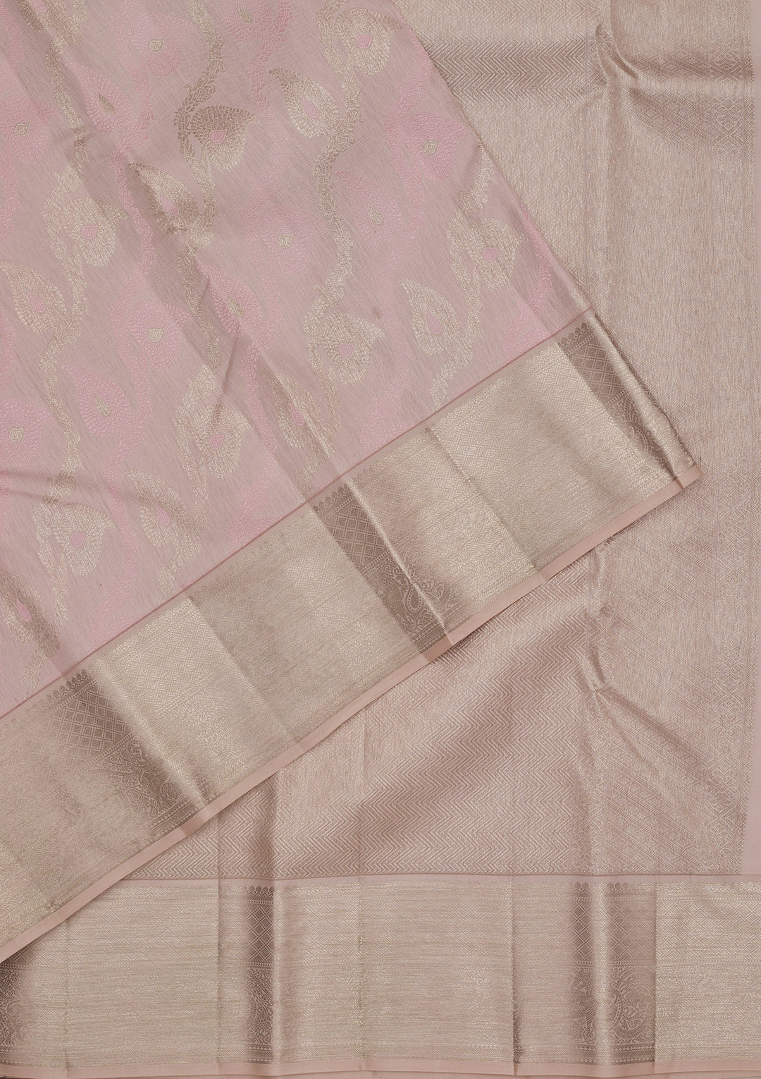 Baby Pink Zariwork Pure Silk Saree