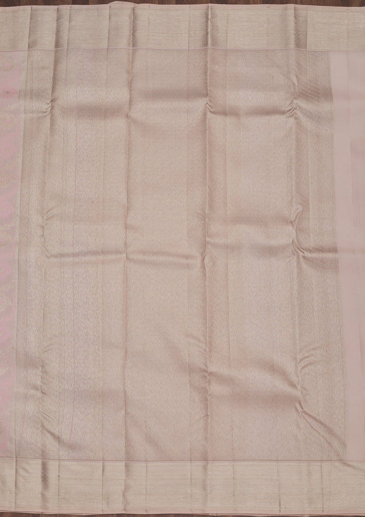 Baby Pink Zariwork Pure Silk Saree