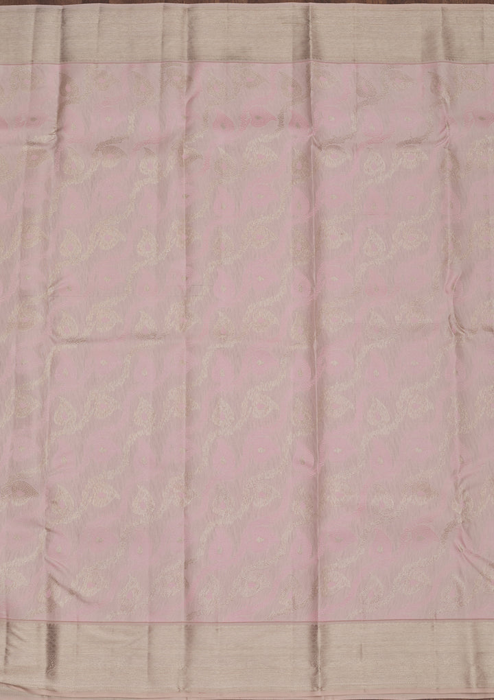 Baby Pink Zariwork Pure Silk Saree