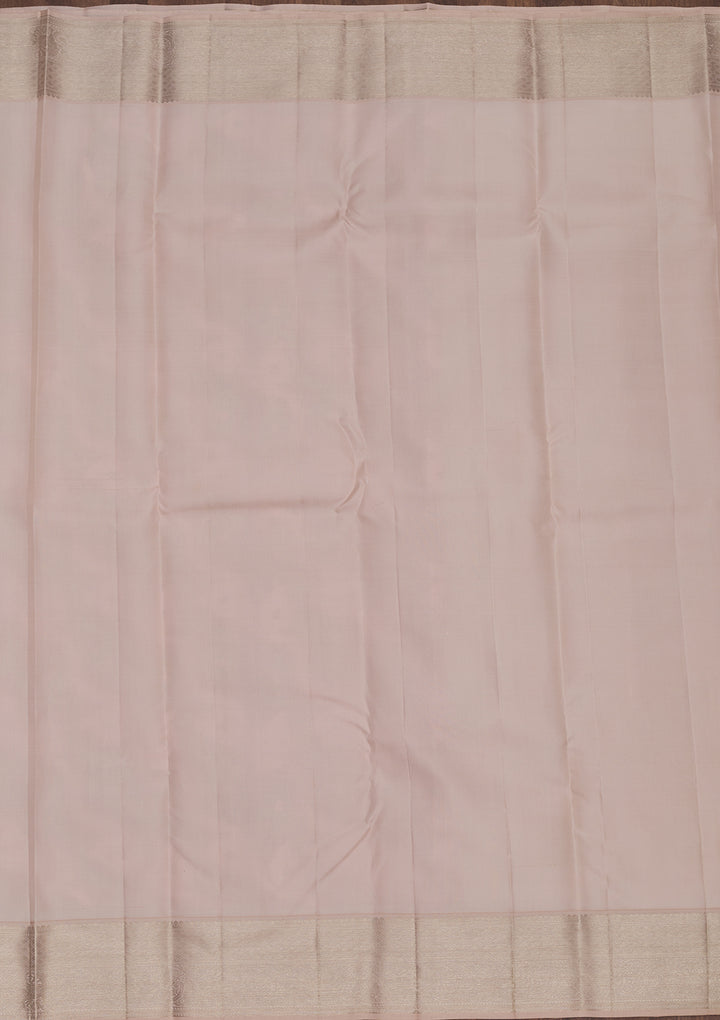 Baby Pink Zariwork Pure Silk Saree