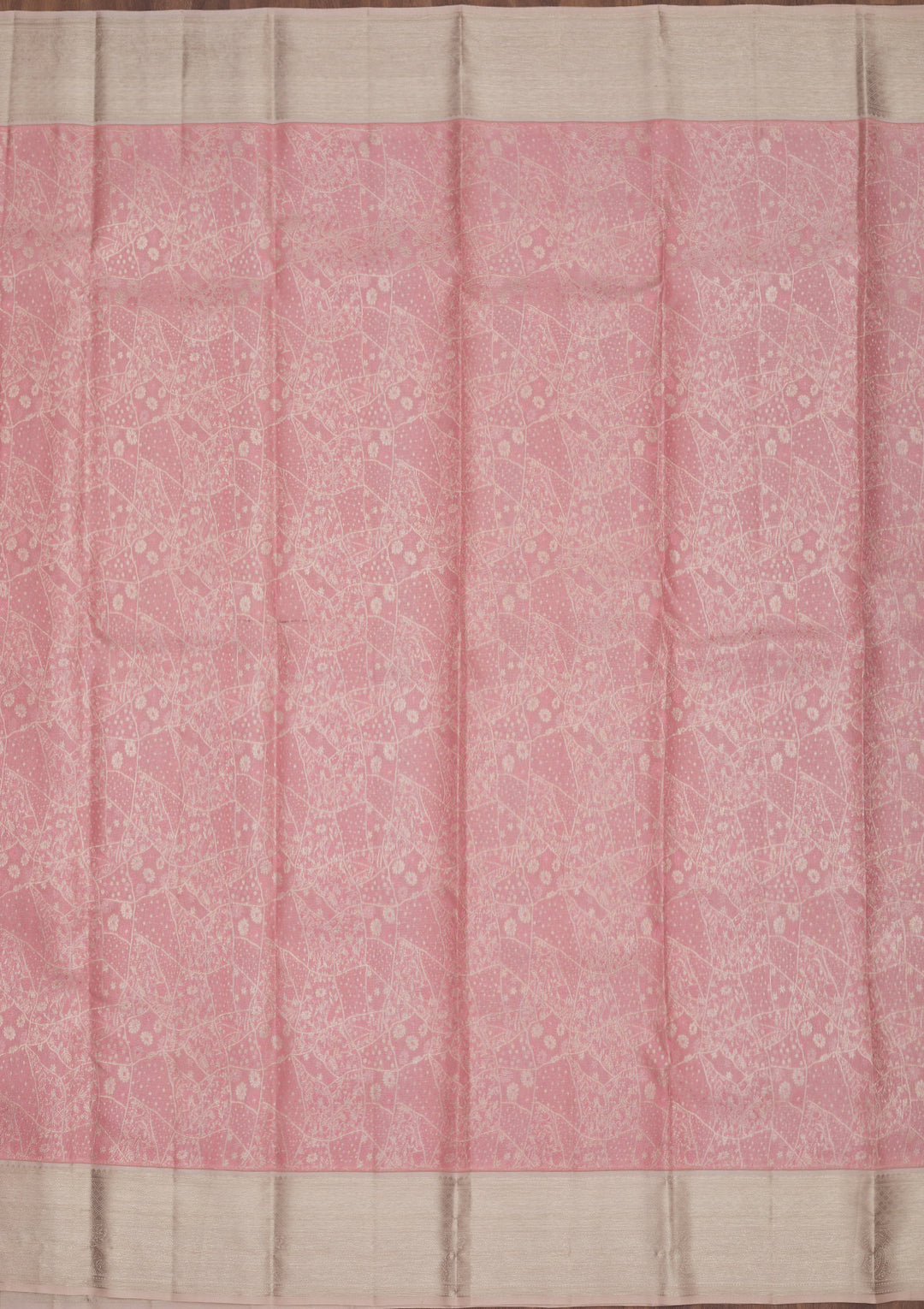 Baby Pink Zariwork Pure Silk Saree
