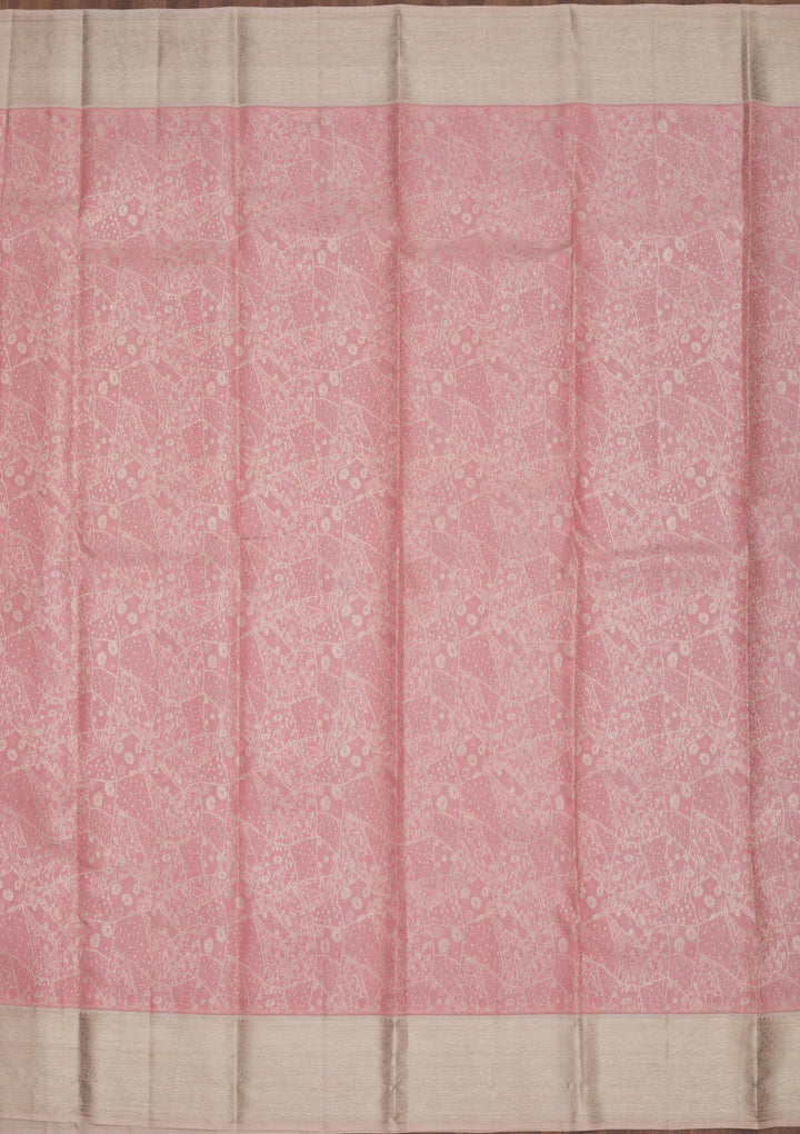 Baby Pink Zariwork Pure Silk Saree
