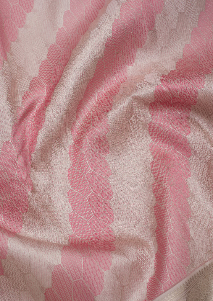 Baby Pink Zariwork Pure Silk Saree