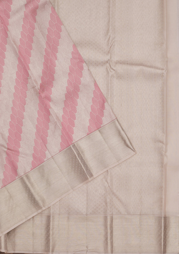 Baby Pink Zariwork Pure Silk Saree