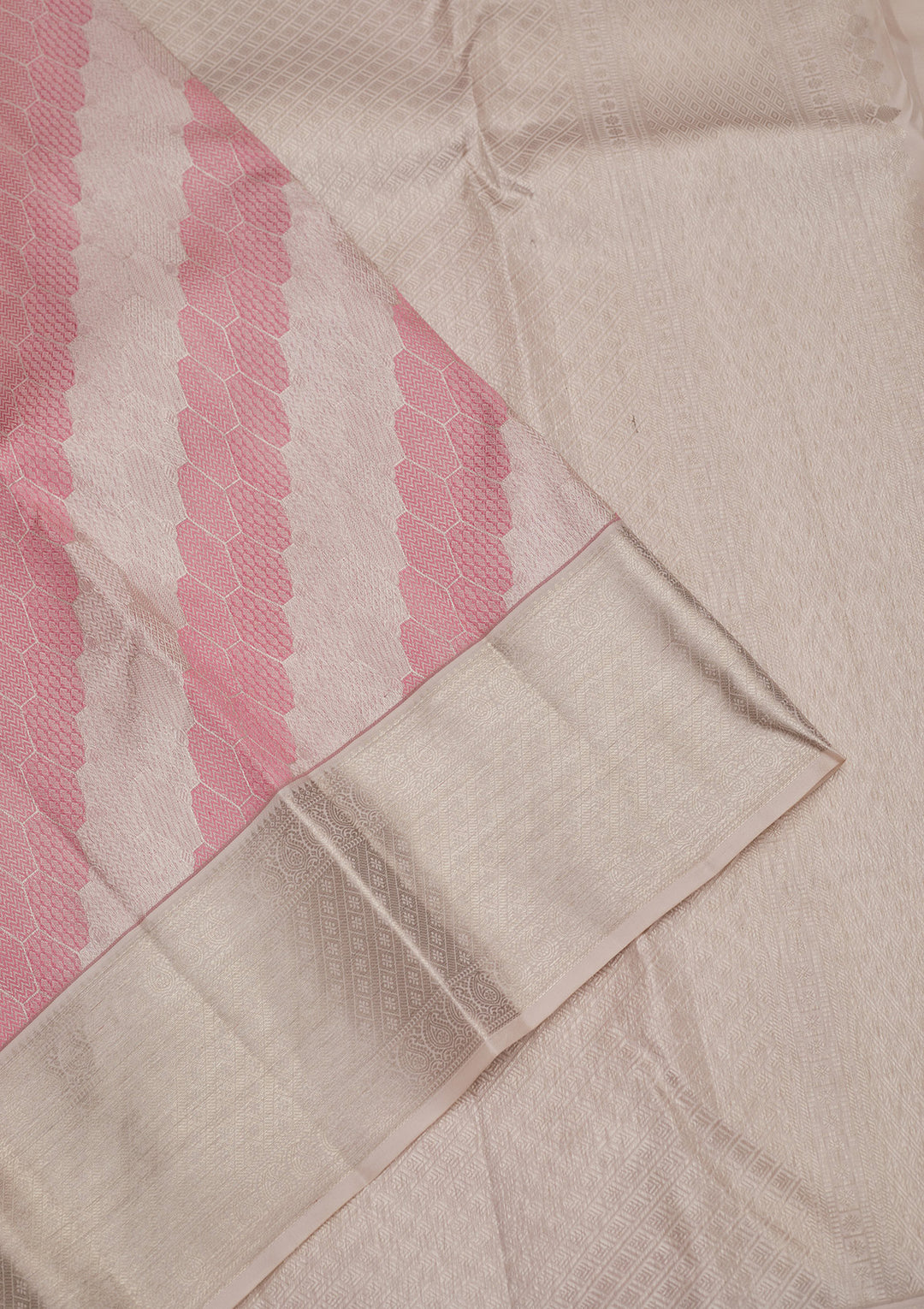 Baby Pink Zariwork Pure Silk Saree
