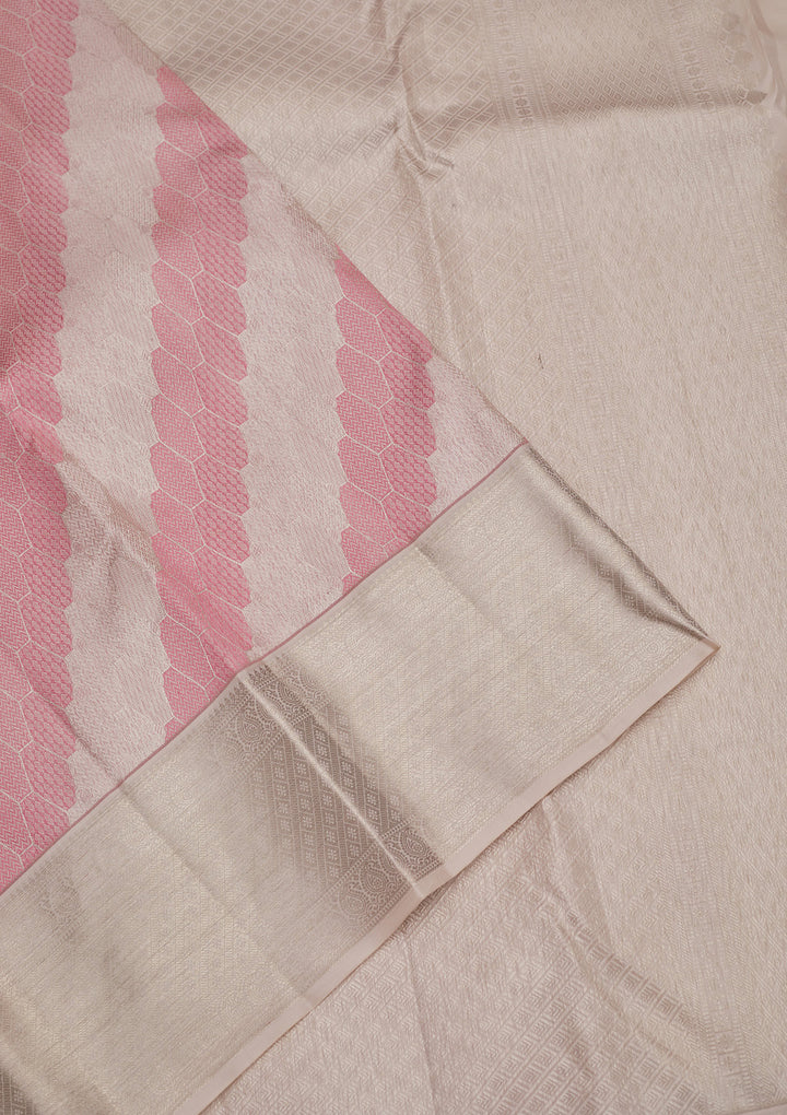 Baby Pink Zariwork Pure Silk Saree