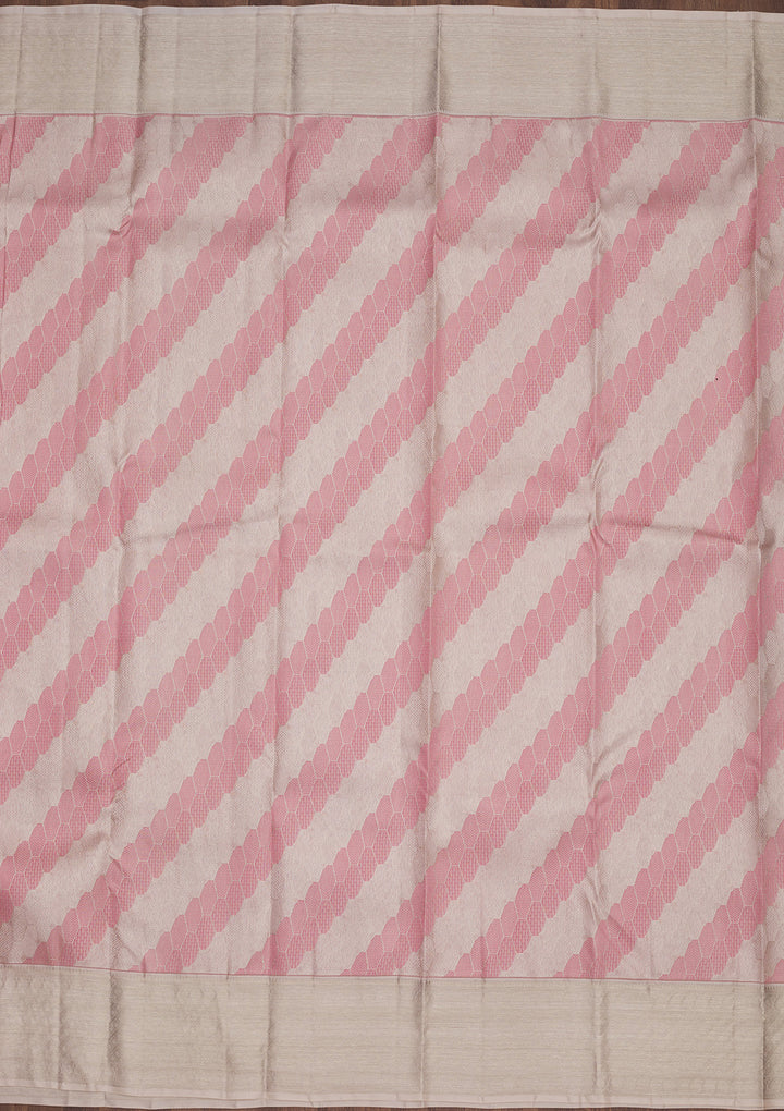 Baby Pink Zariwork Pure Silk Saree