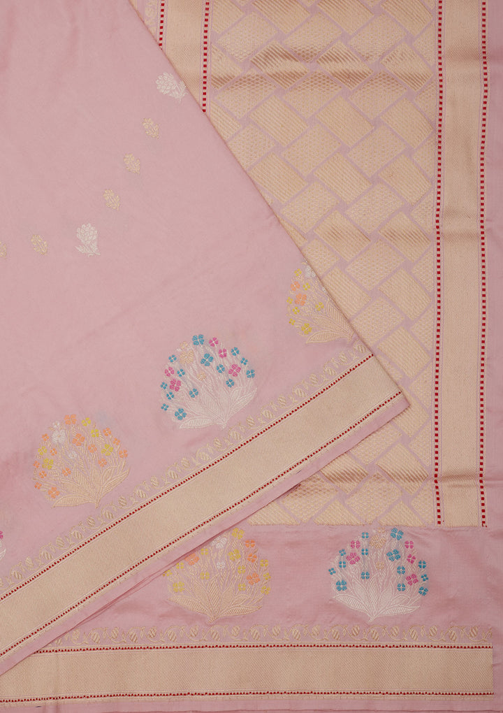 Baby Pink Zariwork Pure Silk Saree