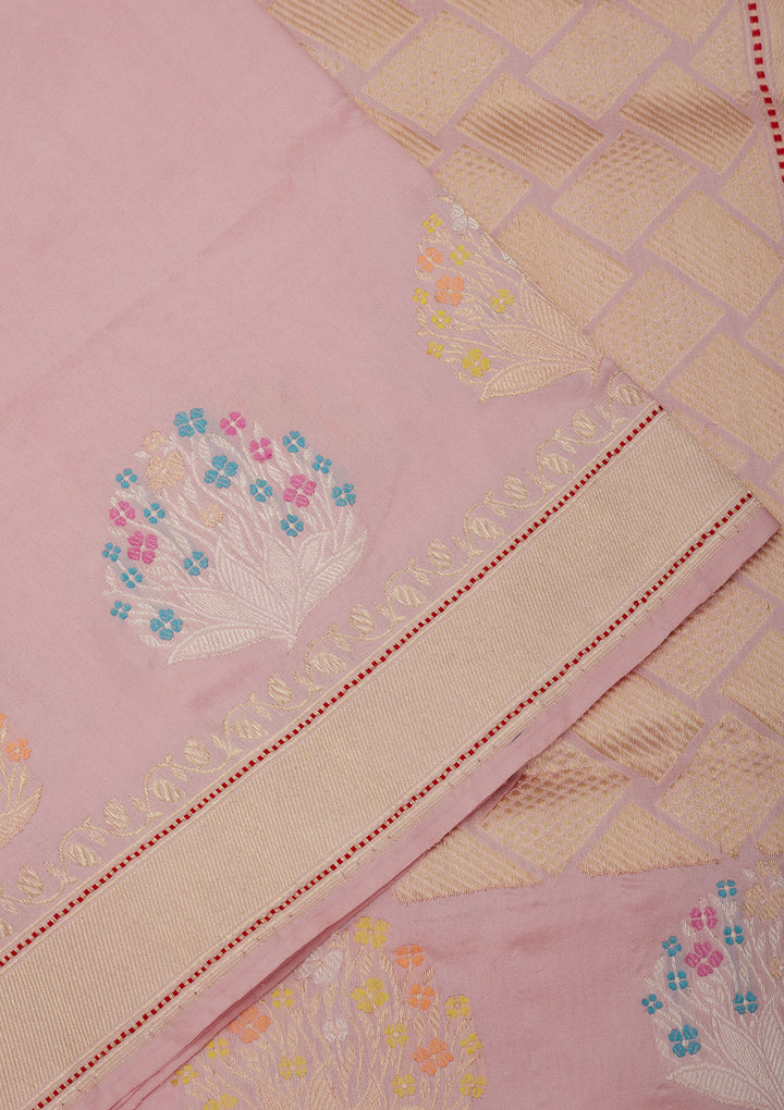 Baby Pink Zariwork Pure Silk Saree