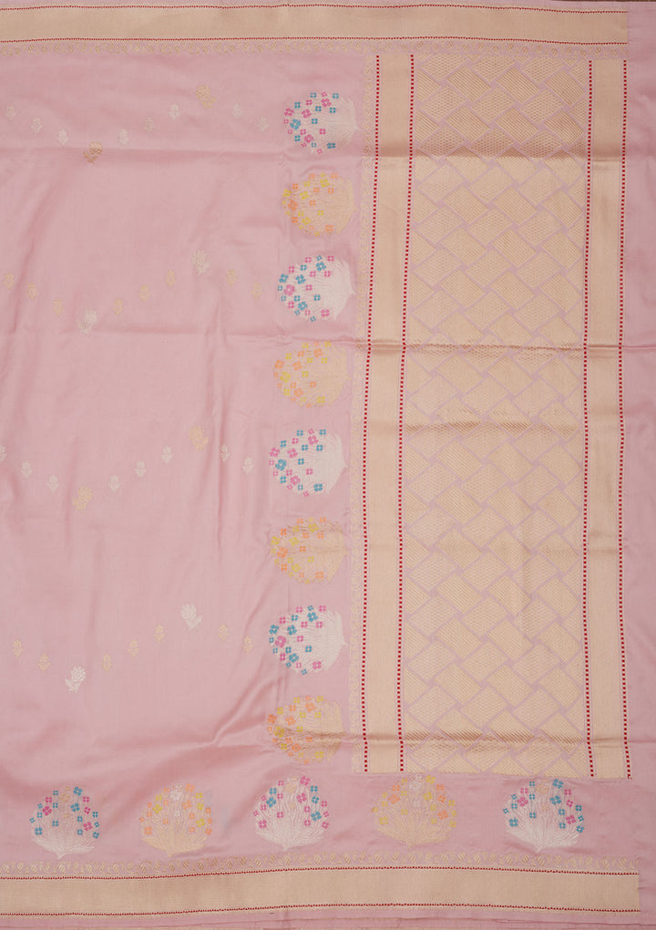 Baby Pink Zariwork Pure Silk Saree