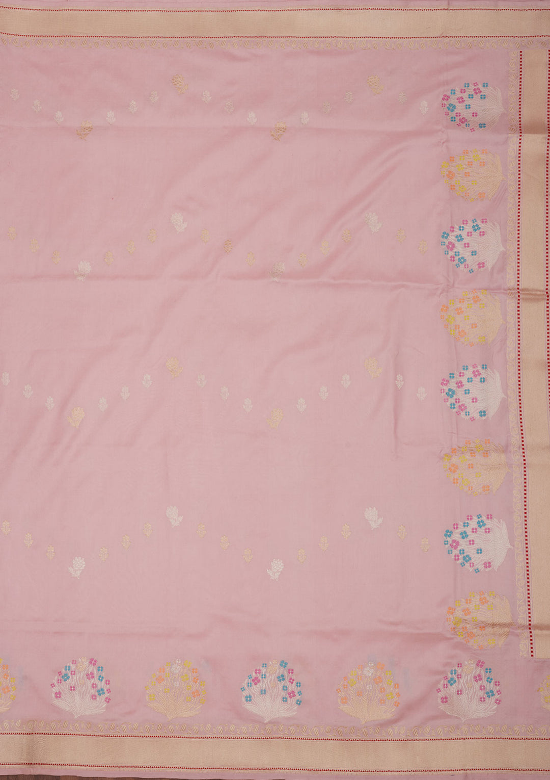 Baby Pink Zariwork Pure Silk Saree