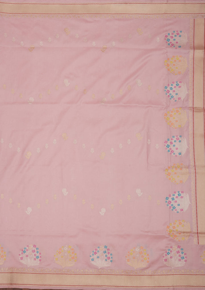 Baby Pink Zariwork Pure Silk Saree
