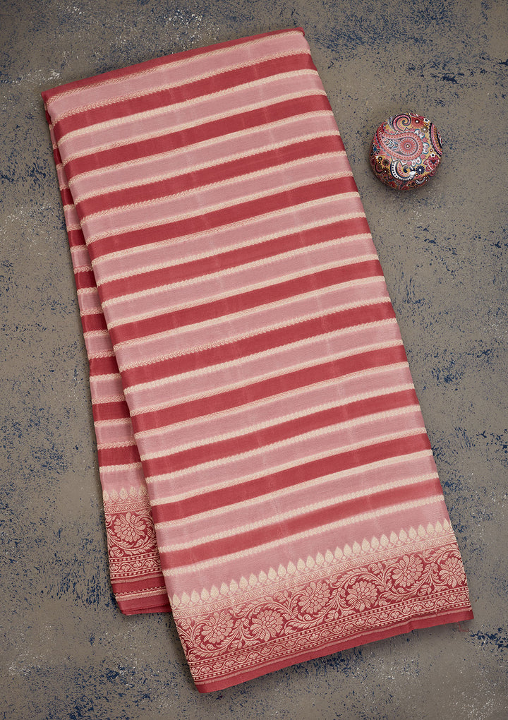 Baby Pink Zariwork Pure Silk Saree