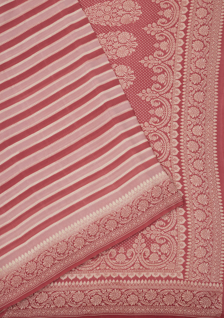 Baby Pink Zariwork Pure Silk Saree