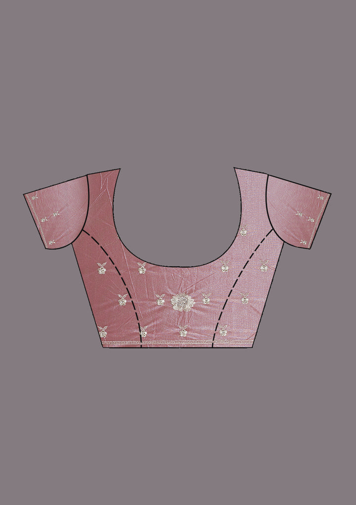 Baby Pink Zariwork Tissue Saree
