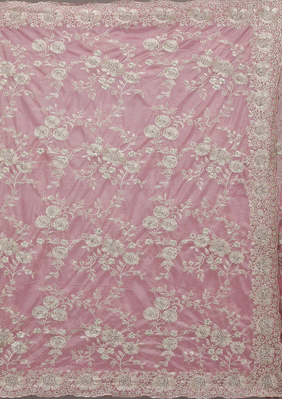 Baby Pink Zariwork Tissue Saree