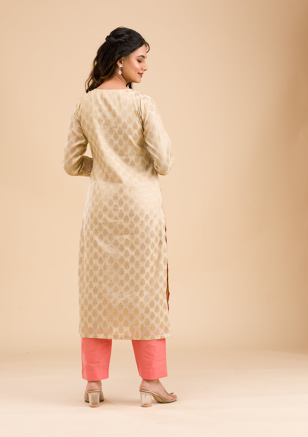 Pink Banarasi Cotton Readymade Salwar Suit
