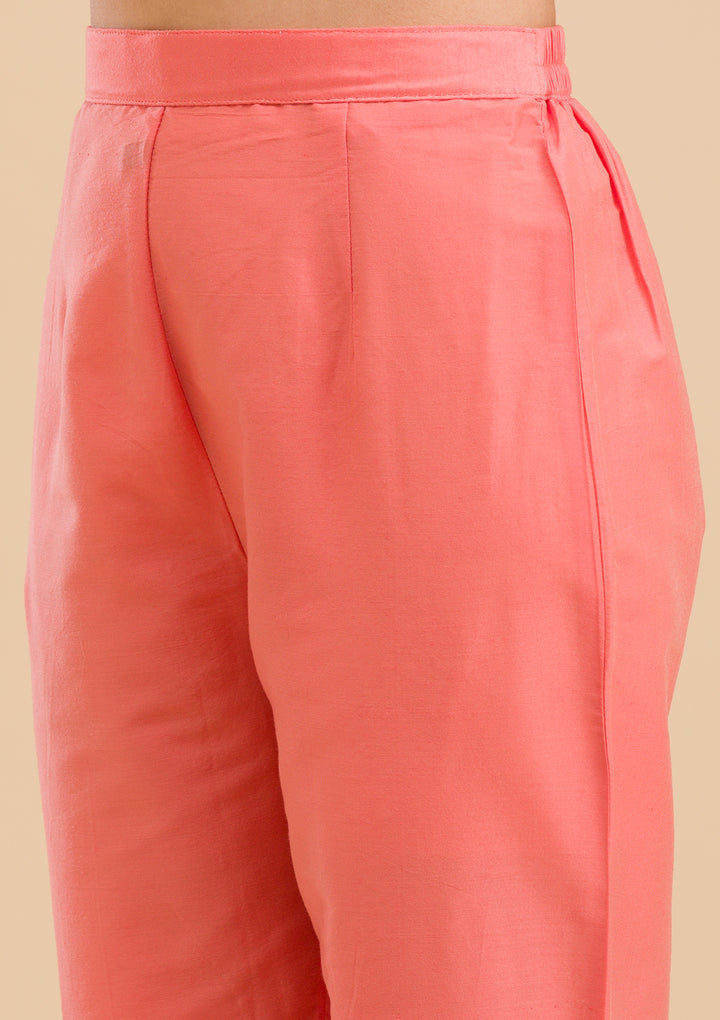 Pink Banarasi Cotton Readymade Salwar Suit