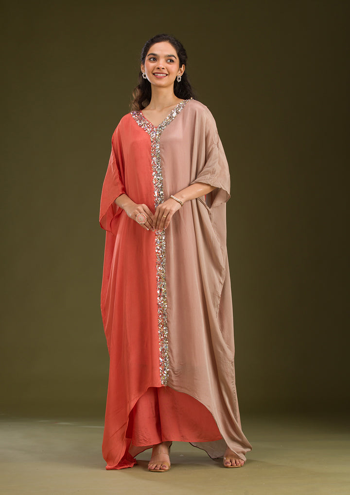 Beige Cutdana Georgette Readymade Salwar Suit
