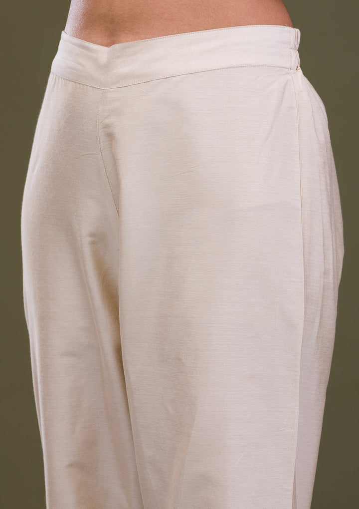 Beige Gotapatti Art Silk Readymade Salwar Suit