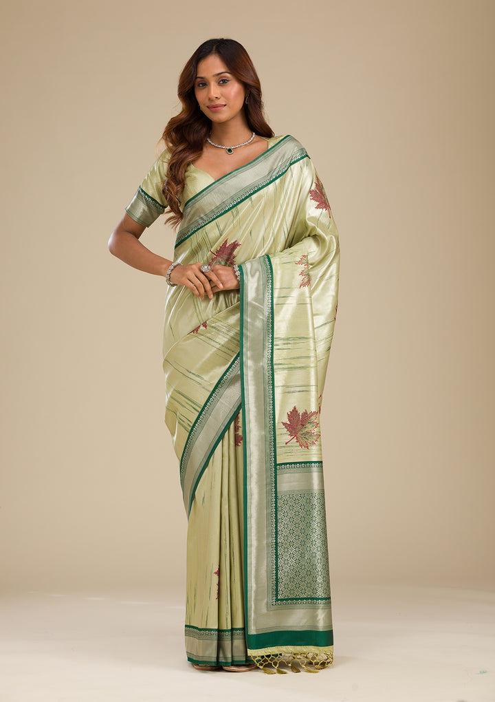 Beige Printed Soft Silk Saree