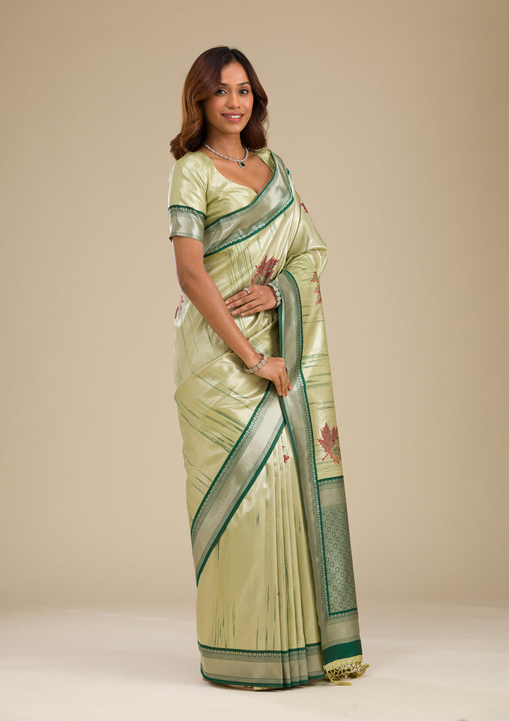 Beige Printed Soft Silk Saree