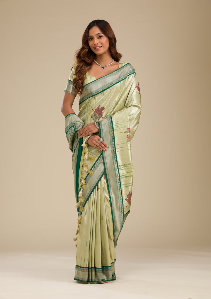 Beige Printed Soft Silk Saree