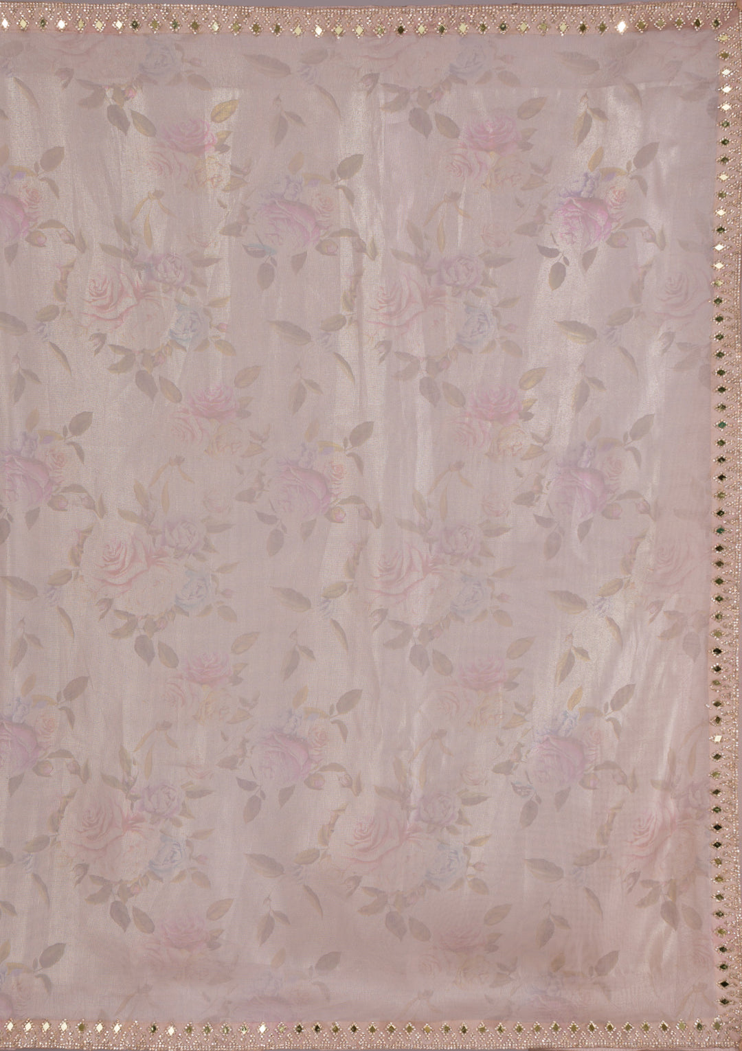 Beige Printed Tissue Saree