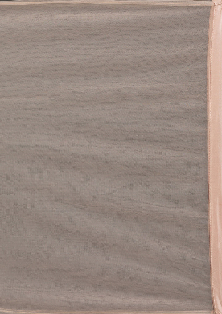 Beige Silver Stonework Net Gown