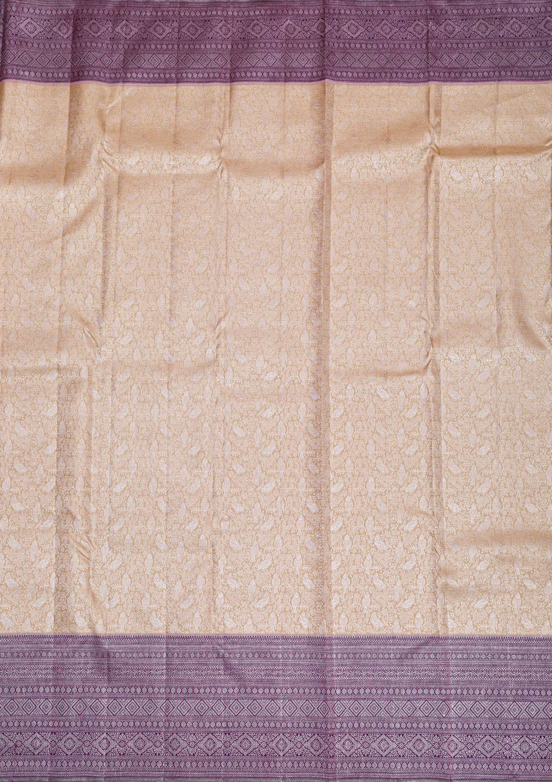 Beige Silver Zariwork Pure Silk Saree