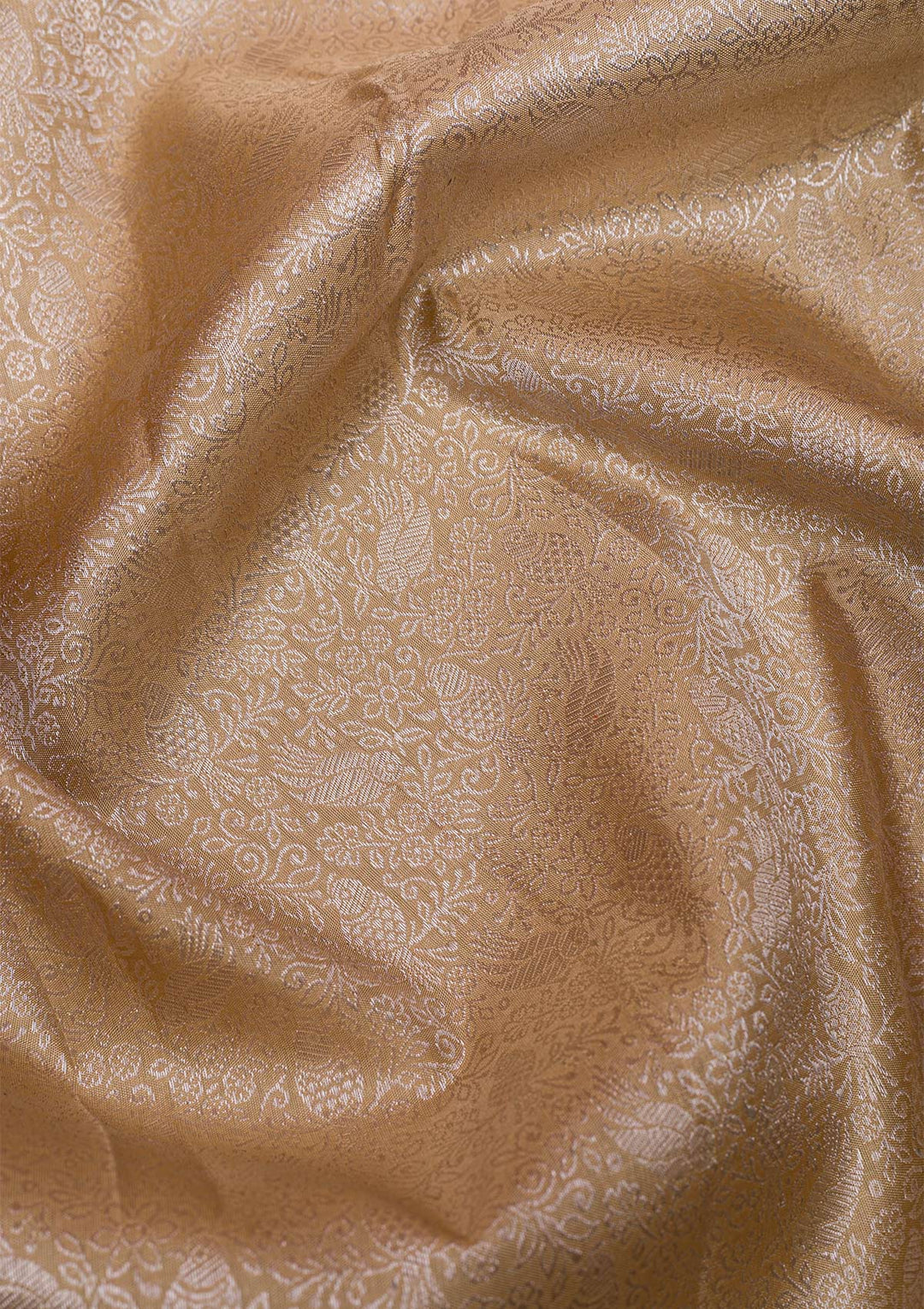 Beige Silver Zariwork Pure Silk Saree