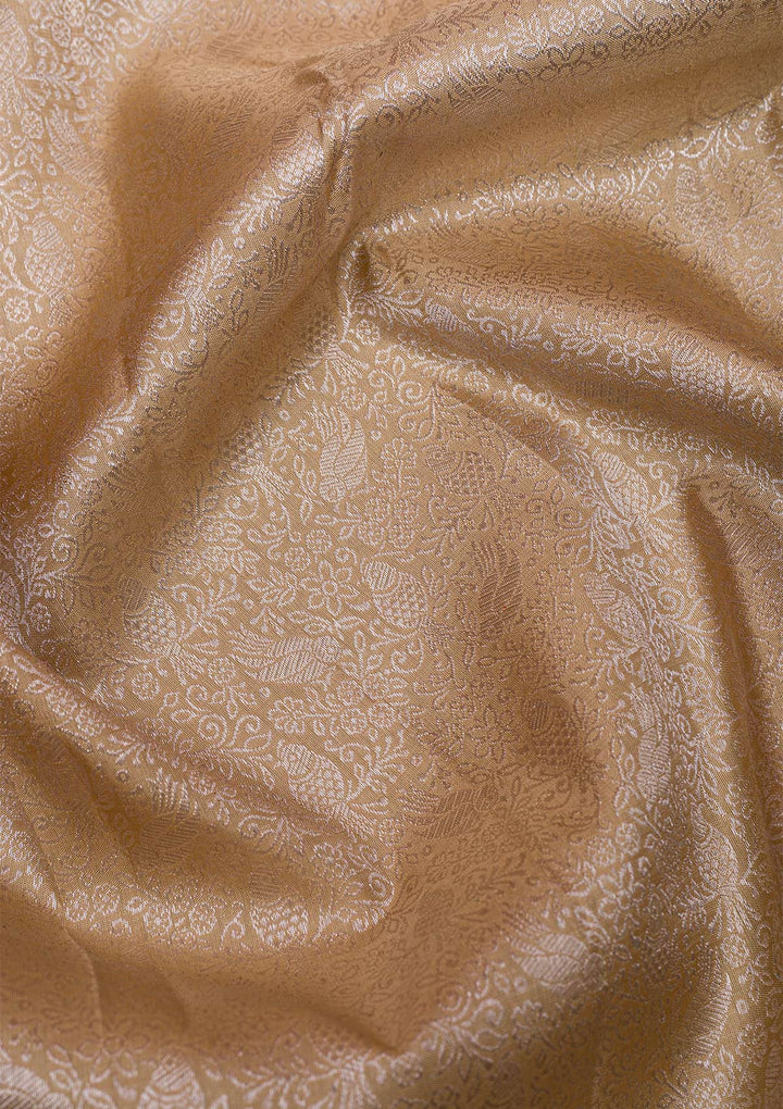 Beige Silver Zariwork Pure Silk Saree