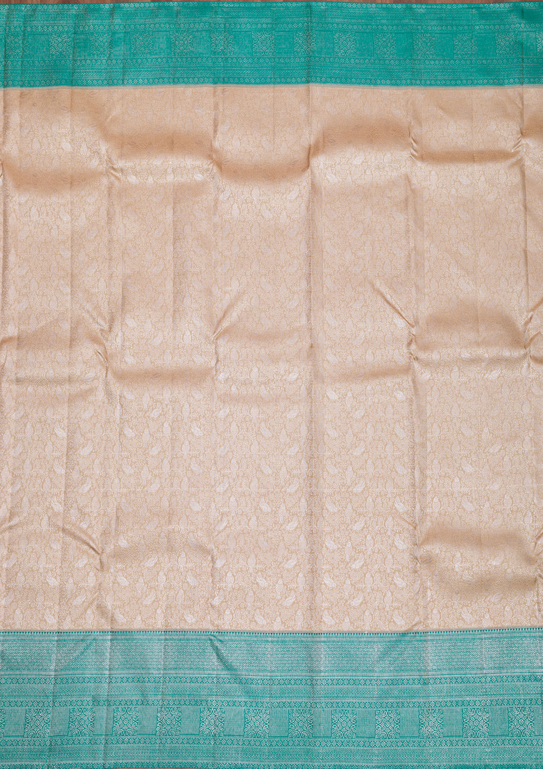 Beige Silver Zariwork Kanjivaram Pure Silk Saree