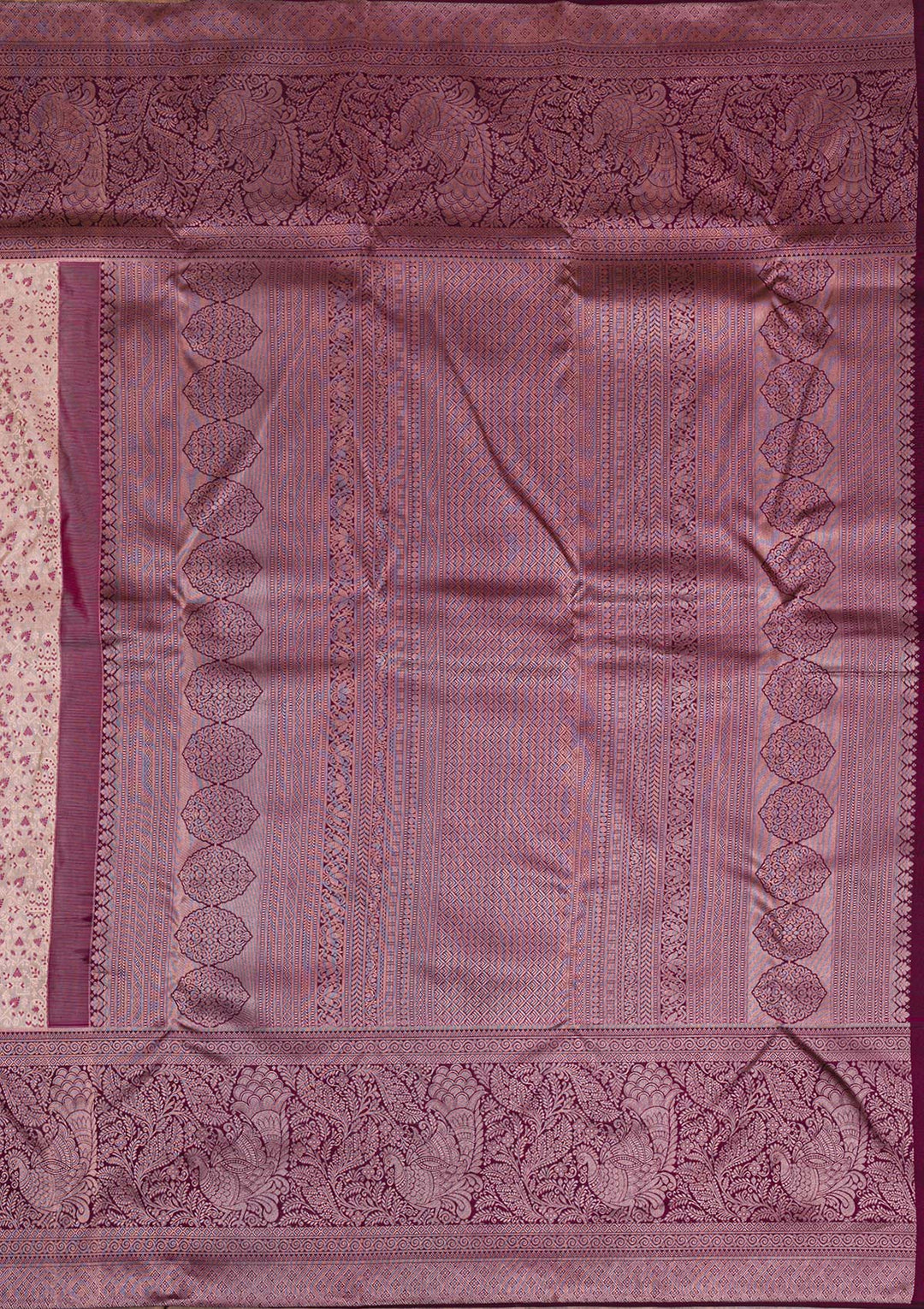 Beige Silver Zariwork Pure Silk Saree