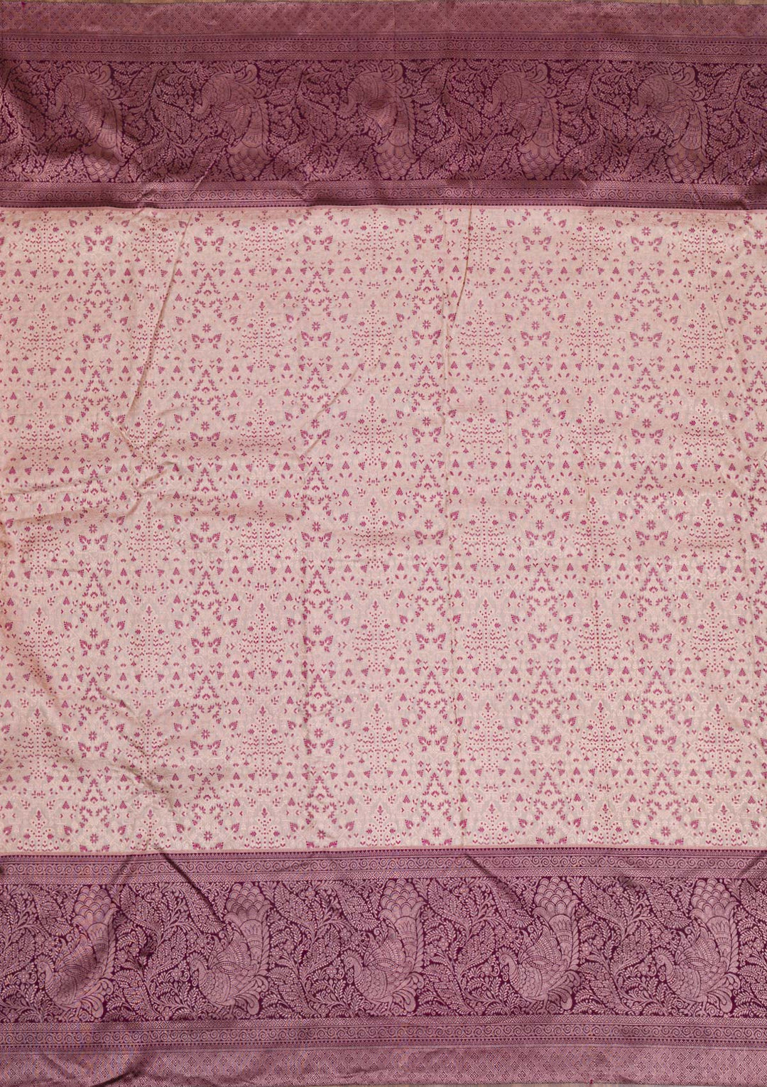 Beige Silver Zariwork Pure Silk Saree