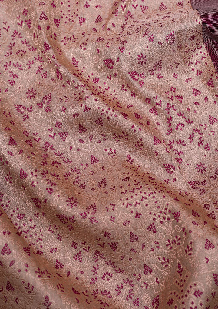 Beige Silver Zariwork Pure Silk Saree