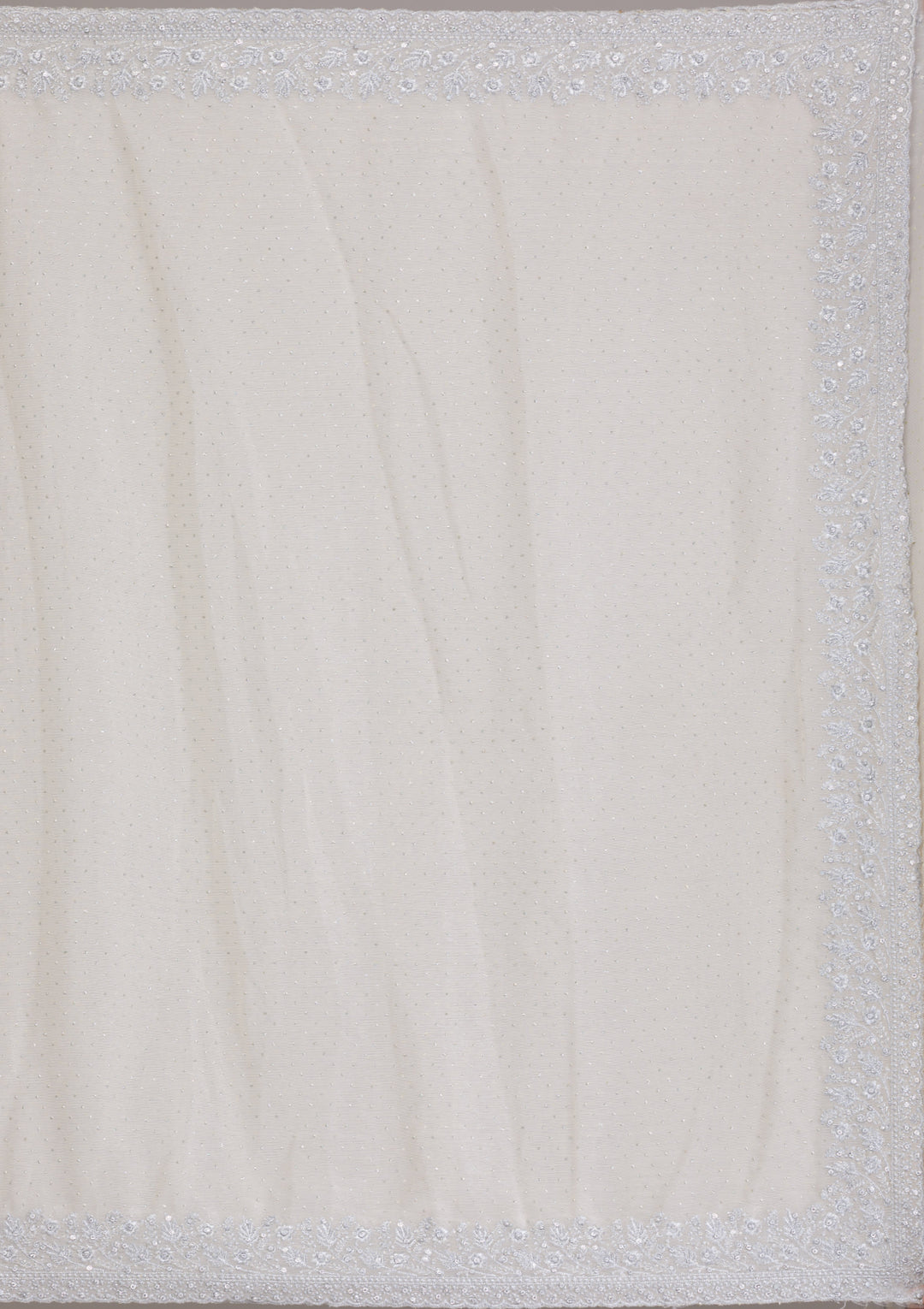 Beige Threadwork Georgette Saree