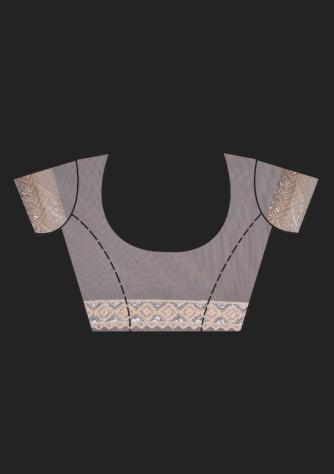 Beige Threadwork Net Saree