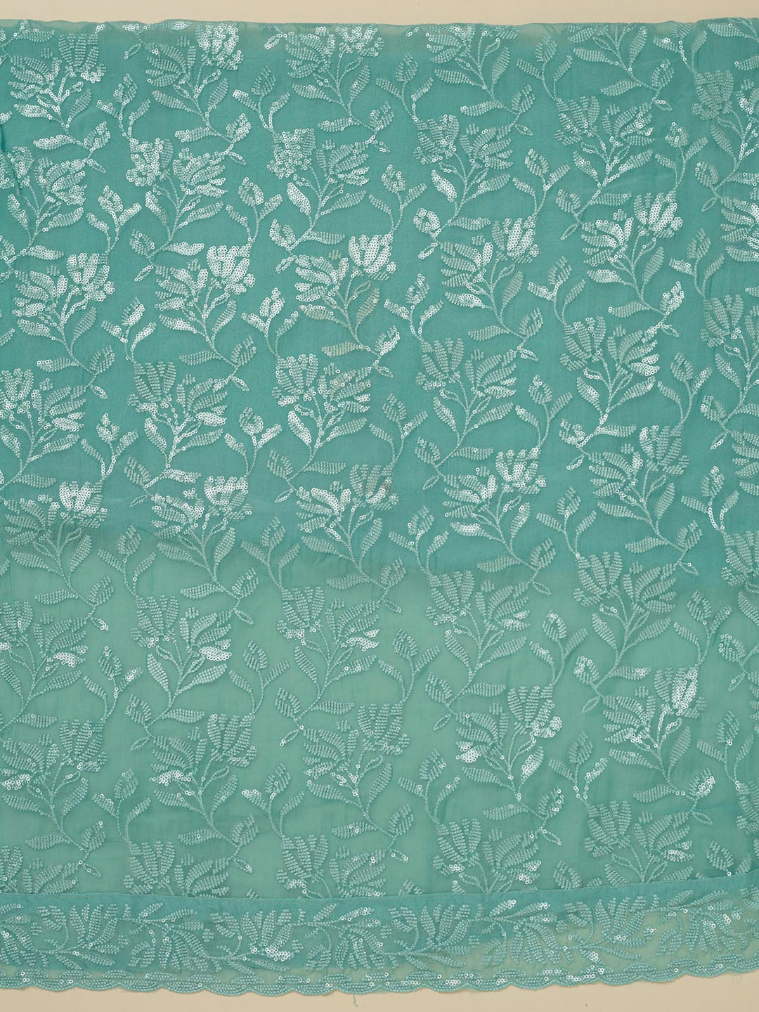 Sky Blue Threadwork Organza Unstitched Salwar Suit