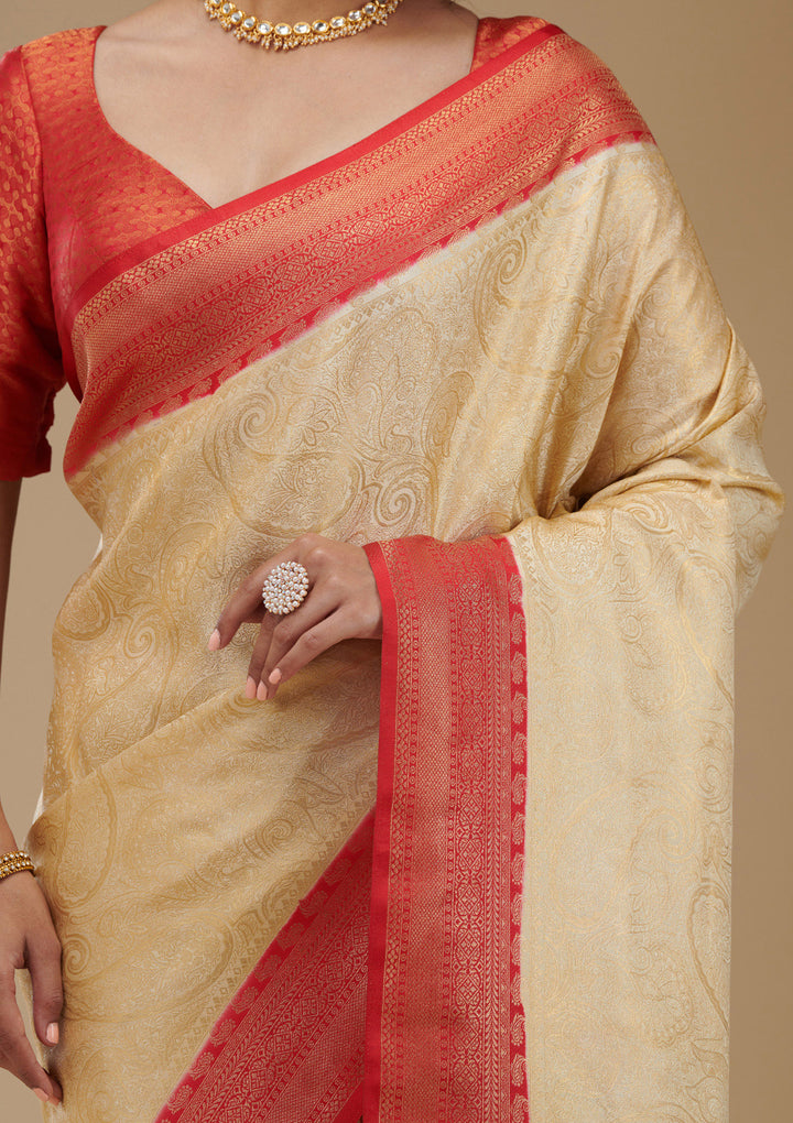 Beige Zariwork Art Silk Saree