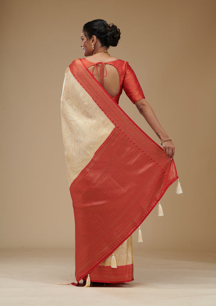 Beige Zariwork Art Silk Saree