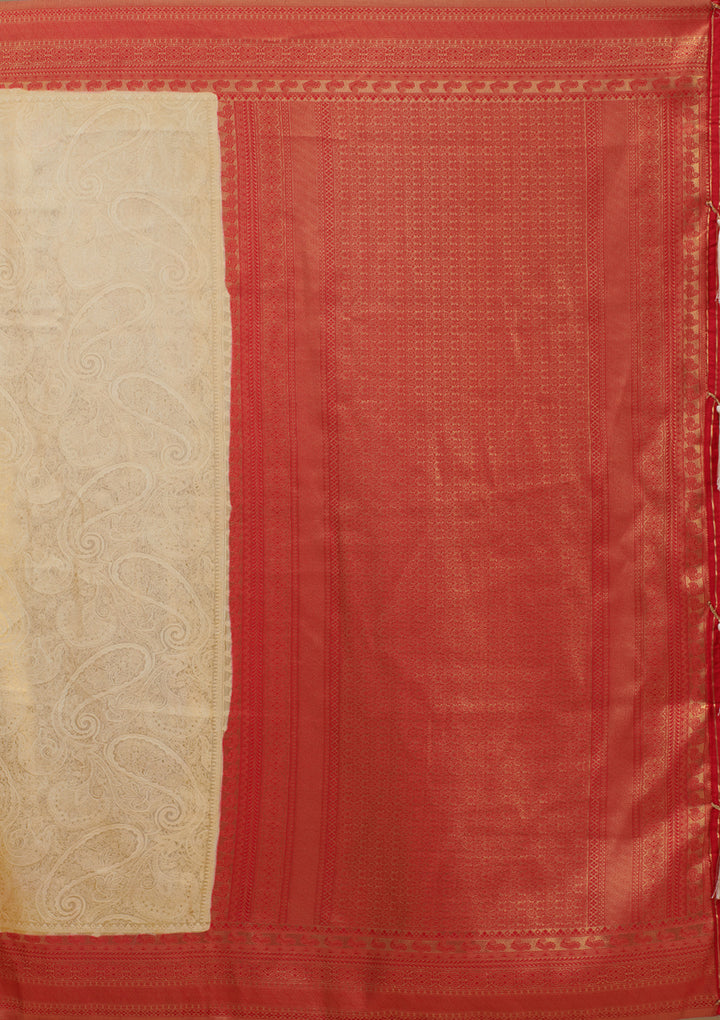 Beige Zariwork Art Silk Saree
